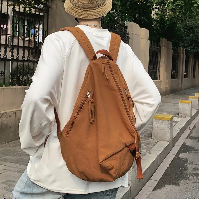 Sohiwoo Unisex Leisure Travel Backpack Fashion Trend Canvas School Bag Solid Color Simple School Backpack Female Daily Backpack Mochila