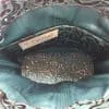 Teal and Bronze Embossed Floral Bucket Concealed Carry Purse