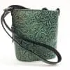 Teal and Bronze Embossed Floral Bucket Concealed Carry Purse