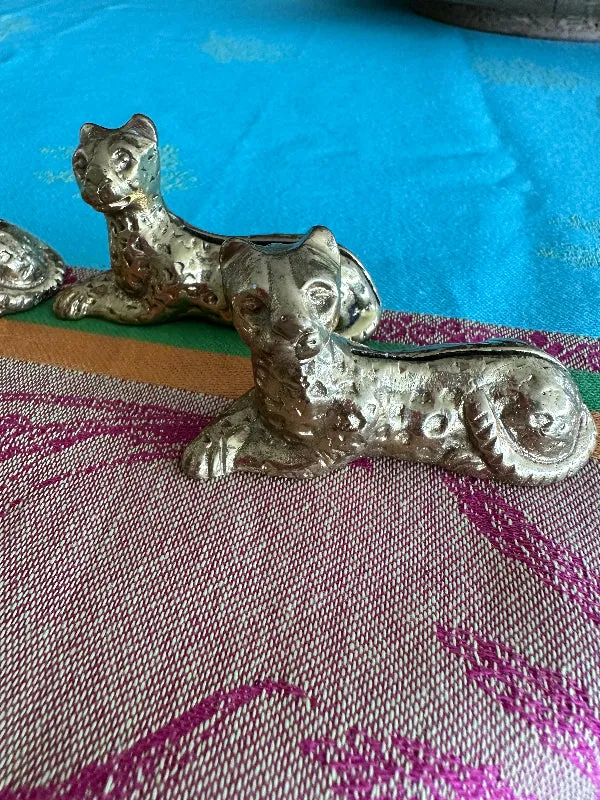 Vintage Brass Cheetah Place Card Holders Set of 4