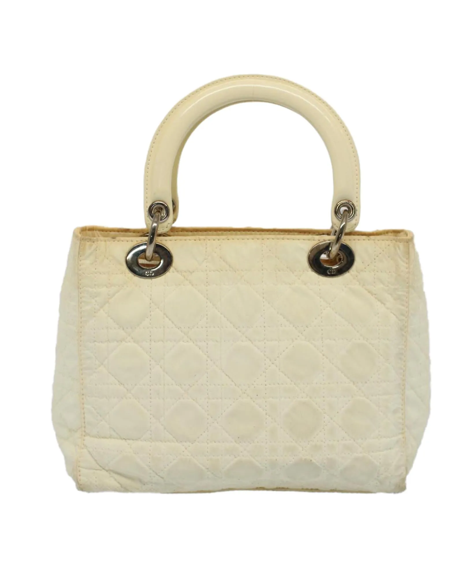 White Nylon Lady Dior Hand Bag with Canage Pattern