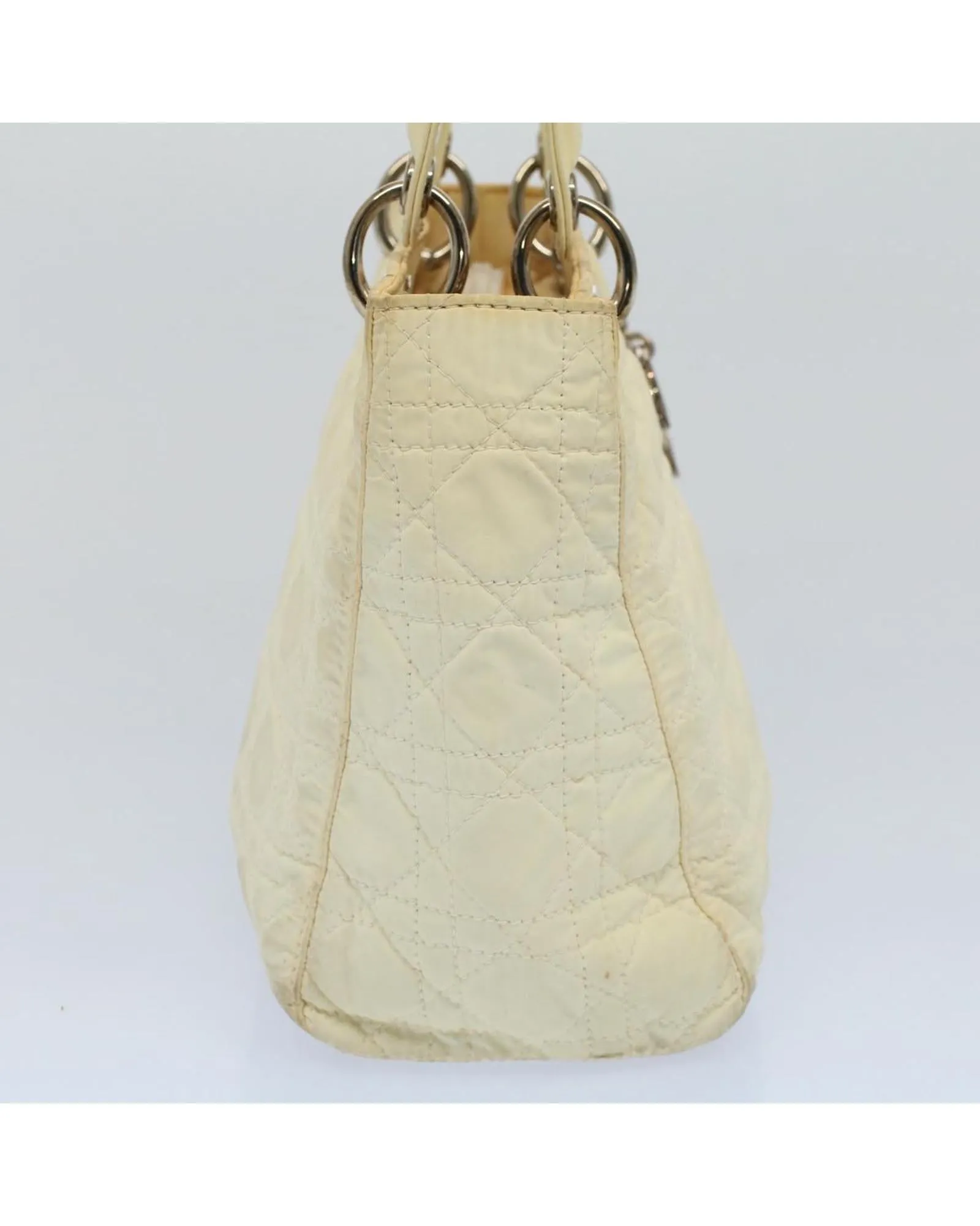 White Nylon Lady Dior Hand Bag with Canage Pattern