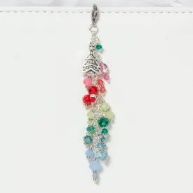 Winter Tree Planner Charm with Pink, Red, Green and Blue Crystals